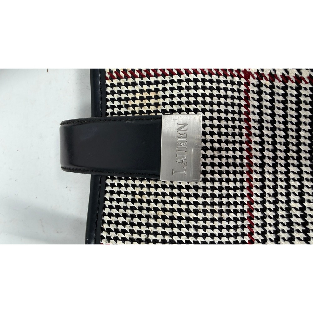 Lauren Ralph Lauren Houndstooth Plaid Tote Bag Black White Red Mens Womens - Picture 3 of 10